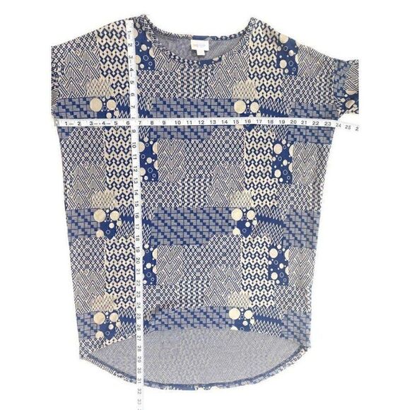 LuLaRoe Irma Tunic Top Blue Beige Geometric XXS‎ - Picture 5 of 5